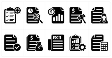 Set of 10 business icons as pie chart report, business report, cost statement vector