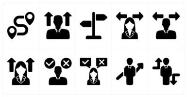 Set of 10 business icons as destination, career vision, direction sign vector