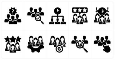 Set of 10 business icons as problem solving team, recruitment, time sharing vector