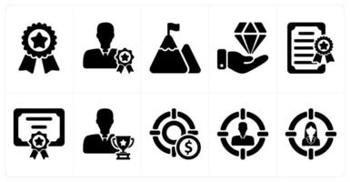 Set of 10 business icons as badge, premium member, mission vector