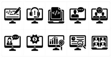 Set of 10 business icons as web designing, online support, web development vector
