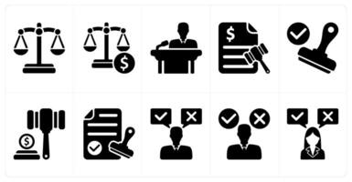 Set of 10 business icons as balance, judgement, conference vector