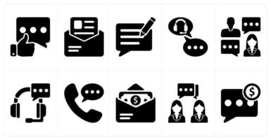 Set of 10 business icons as positive feedback, job letter, write feedback vector