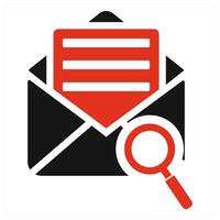 Search Mail icon concept in red vector