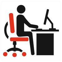 Office work icon concept in red vector