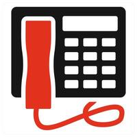 Telephone icon concept in red color vector