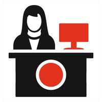 Receptionist icon concept in red vector