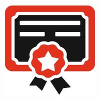 Certificate icon concept in red vector