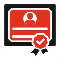 Certificate icon concept in red filled vector