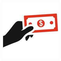Cash In Hand icon concept in red vector