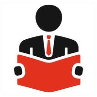 Book reading icon concept in red vector