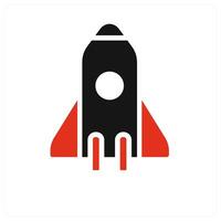 Launch icon concept in red filled vector