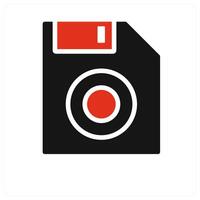 Floppy Disk icon concept in red filled vector