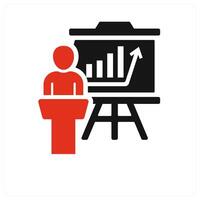 Lecture icon concept in red filled vector