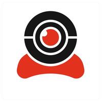 Web Camera icon concept in red vector