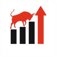 Business Growth icon concept in red filled vector
