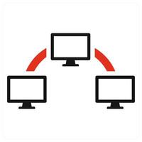 Data transfer icon concept in red vector