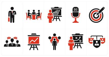 Set of ten 10 mix icons as businessman, meeting, lecture vector