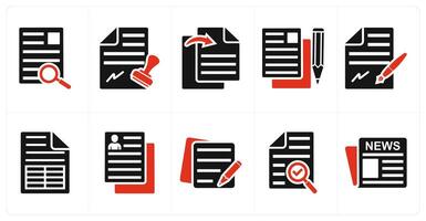 Set of ten 10 mix icons as search file, stamp paper, file transfer vector