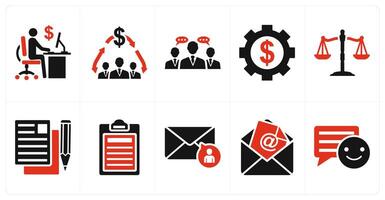Set of ten 10 mix icons as office work, financial meeting, business conversation vector