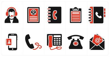 Set of ten 10 mix icons as customer support, user details, business contacts vector