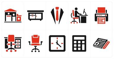 Set of ten 10 mix icons as office, drawers, business suite vector