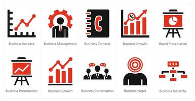 Set of ten 10 mix icons as business increase, business management, business contacts vector