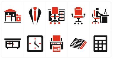 Set of ten 10 mix icons as office, business suite, office table vector