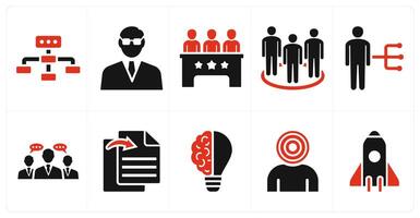 Set of ten 10 mix icons as business hierarchy, businessman, meeting vector