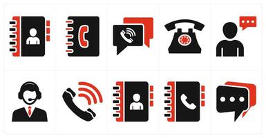 Set of ten 10 mix icons as contacts book, business contacts, calling vector