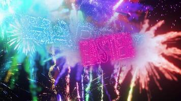 happy easter text written with fireworks background display video