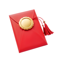 A striking red envelope features a shiny golden seal and tassel png