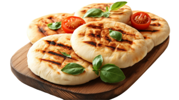 Grilled bread with tomatoes and basil png