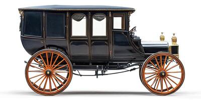 Elegant antique carriage with a classic design isolated on a white background photo