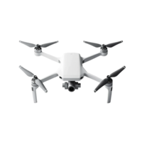 White Drone with Camera in Flight Isolated on Transparent Background png