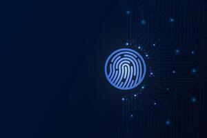 Abstract background cyber security fingerprint scanning on circuit board, Cyber security technology concept vector