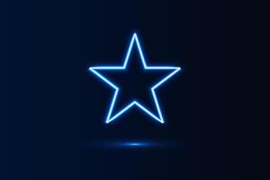 Neon Glow blue light geometric shape star and shadow vector