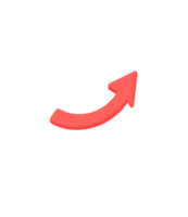 Red curved arrow upwards modern graphic design element icon shape clean on transparent background png