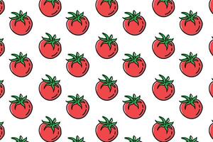 Pattern of red delicious tomatoes in doodle style, for use as wrapping paper wallpaper or background vector