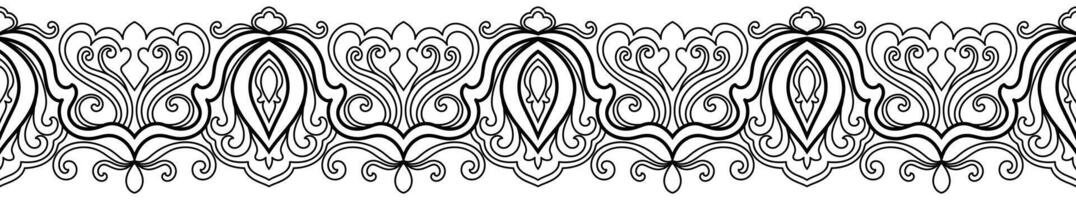 Continuous black line abstract border, perfect for brush strokes and carpet design elements. vector