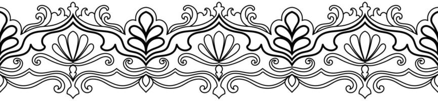 Seamless black line abstract border, perfect for brush designs and carpet elements. vector