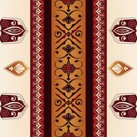 Continuous orange abstract pattern with ethnic tribal motifs, perfect for fabric and carpet designs. vector
