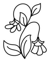 Classic hand-drawn floral outlines, intricate blossoms in simple black strokes. vector