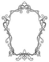 Classic Baroque-style wooden scrolling frame with intricate border details. vector