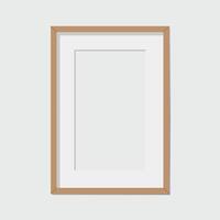 Brown-framed picture displayed against a grey background. vector