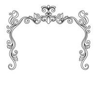 Elegant black scroll frame, artistic flower patterns with a vintage touch. vector