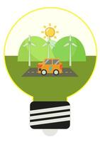 Clean Energy Revolution with EVs and Wind Power Solutions. vector