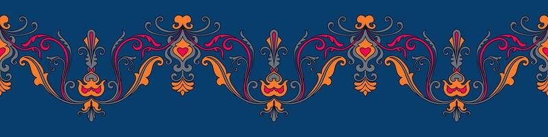 Ornamental Seamless Border Pattern on Blue Background vector