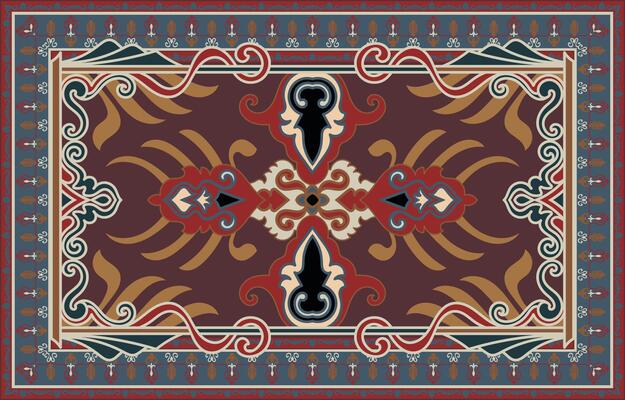 Persian carpet, classic vintage carpet abstract fire pattern