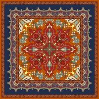 Sophisticated Persian floral motif design with traditional carpet style and detailed mandala-inspired patterns. vector